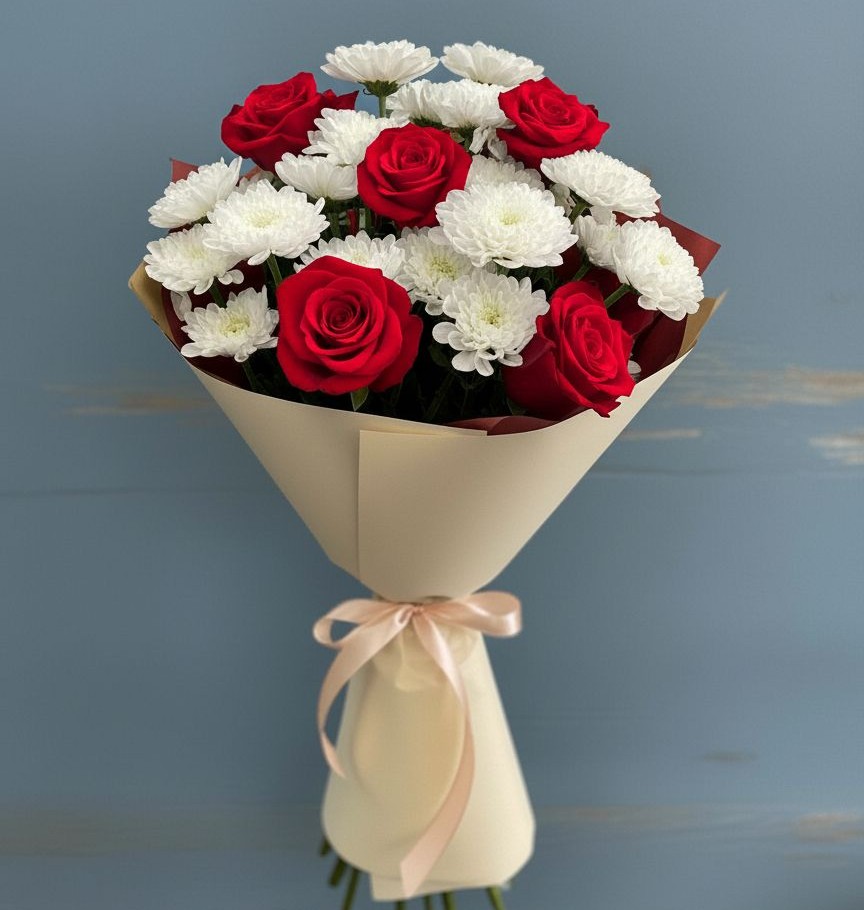 Букет цветов из: Розы и Хризантемы в Мантурове Курской области