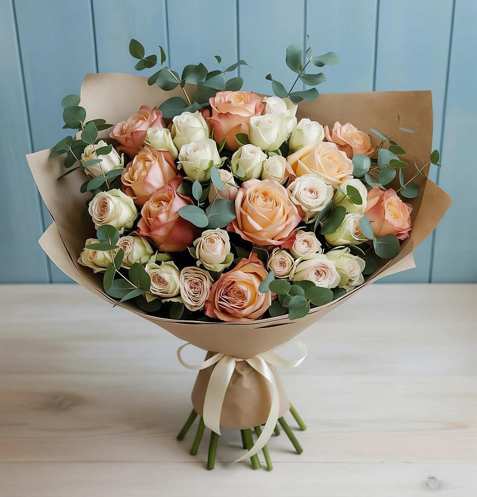 Букет цветов из: Альстромерии и Розы в Мантурове Курской области