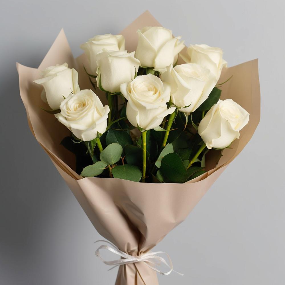 Букет 9 Белых роз Эдлесс Лав в Мантурове Курской области