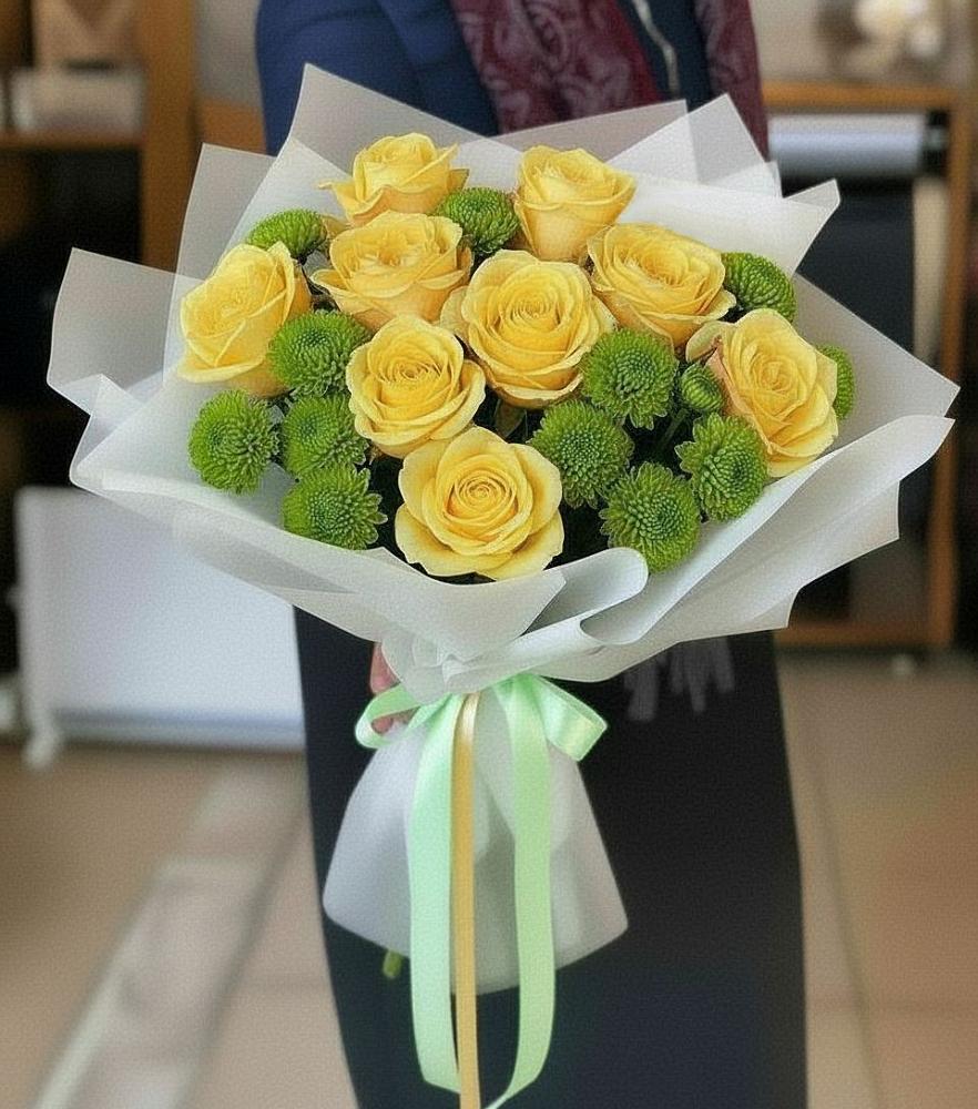 Букет цветов из: Хризантемы и Розы в Мантурове Курской области