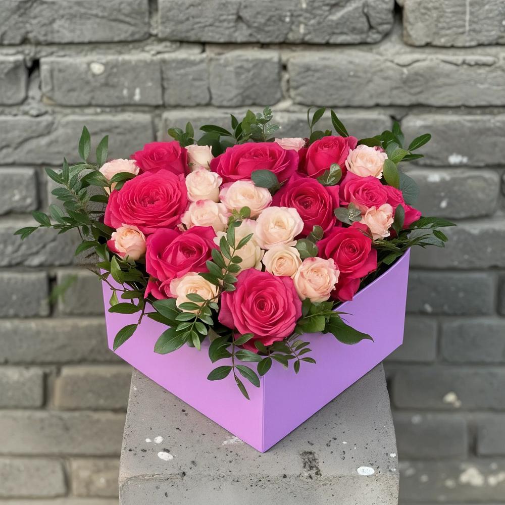 Цветочная композиция из Розы в коробке в Мантурове Курской области