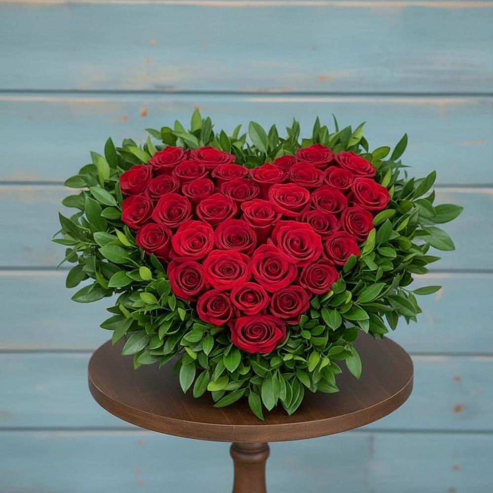 Цветочная композиция из Розы в виде сердца в Мантурове Курской области