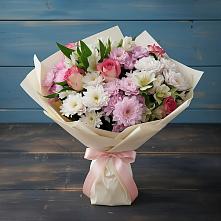 Букет цветов из:  Хризантемы, Альстромерии и Розы в Мантурове Курской области