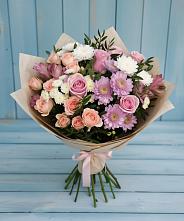 Букет цветов из:  Хризантемы, Розы и Альстромерии #REPLACE_PRED# Мантурове Курской области