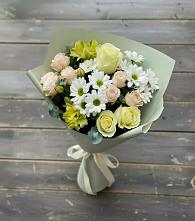 Букет цветов из:  Альстромерии, Розы и Хризантемы в Мантурове Курской области